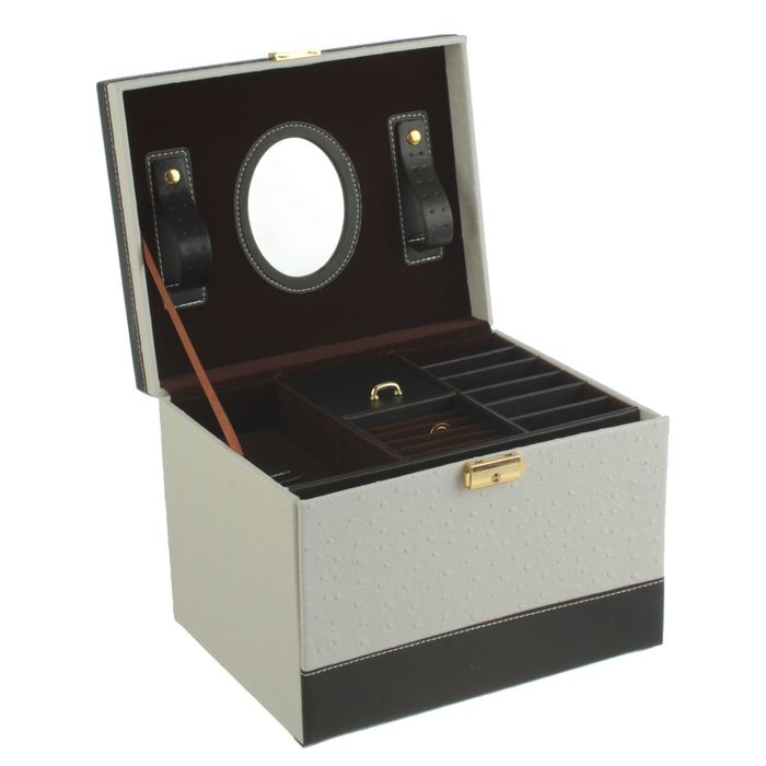 Шкатулка кожзам для украшений "Белое и чёрное" 19х24,5х19,5 см