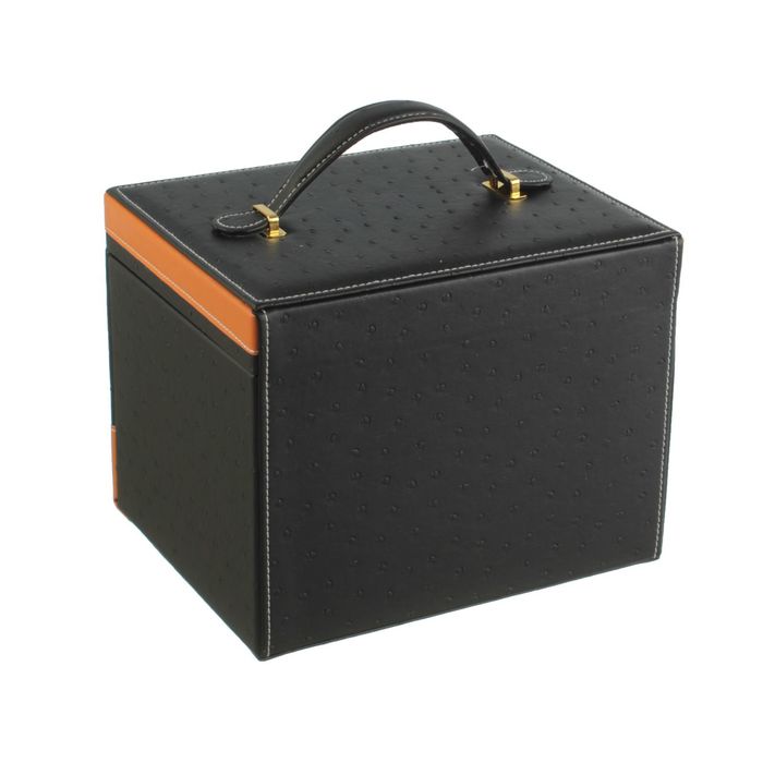Шкатулка кожзам для украшений "Чёрный и оранж" 19х24,5х19,5 см
