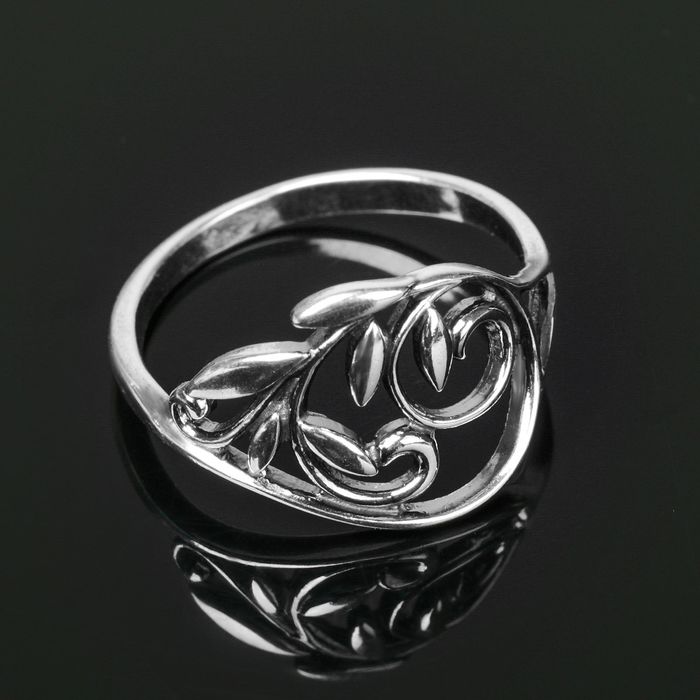 Кольцо "Листопад", посеребрение с оксидированием, 18.5 размер