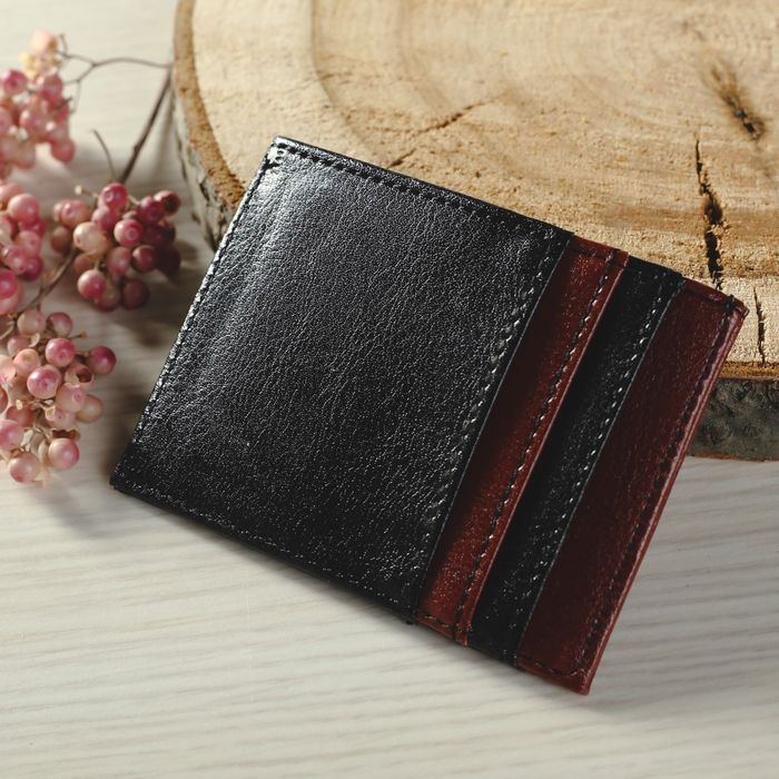 Футляр для карточек, двусторонний, с карманом, цвет чёрный