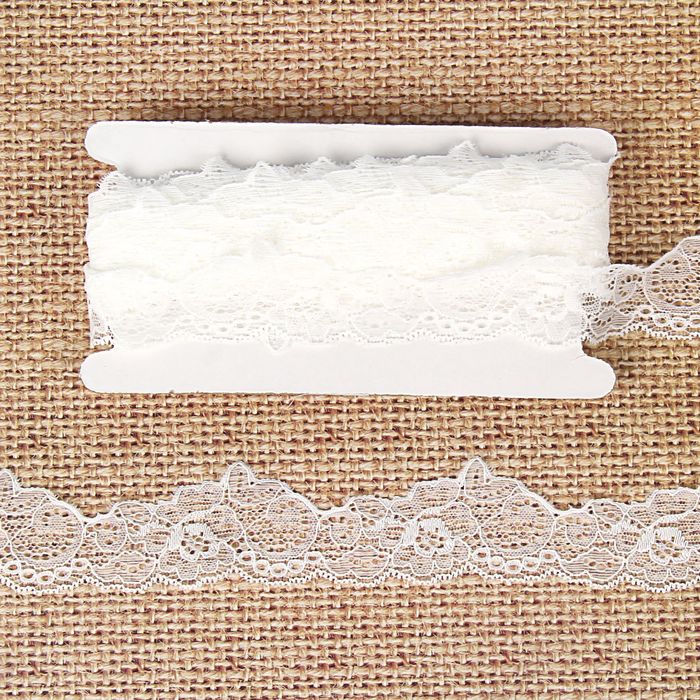 Кружево эластичное, ширина 38мм, 10±1м, цвет белый