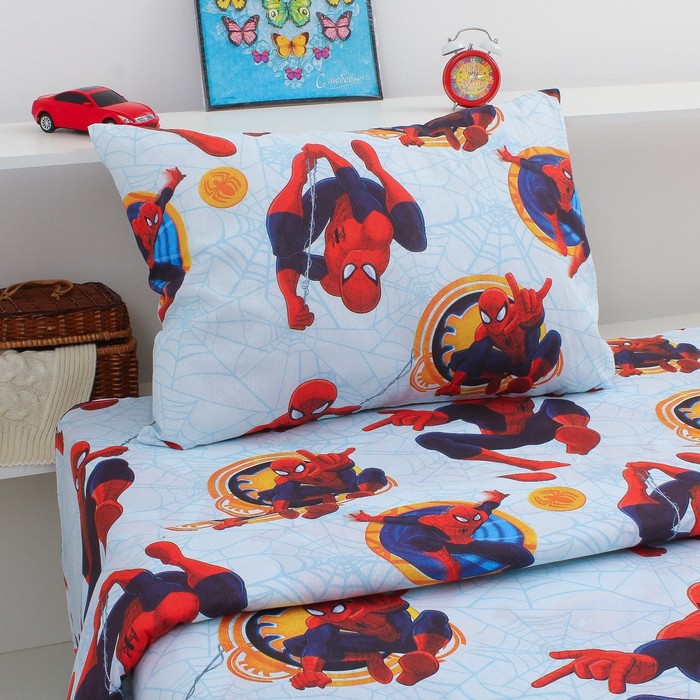 Постельное бельё 1,5 сп "Человек-паук", 143х215 см, 150х214 см, 50х70 см -1 шт,100% хлопок, бязь, 125 г/м2