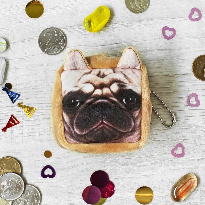 Кошелек квадратный "Мопсик"