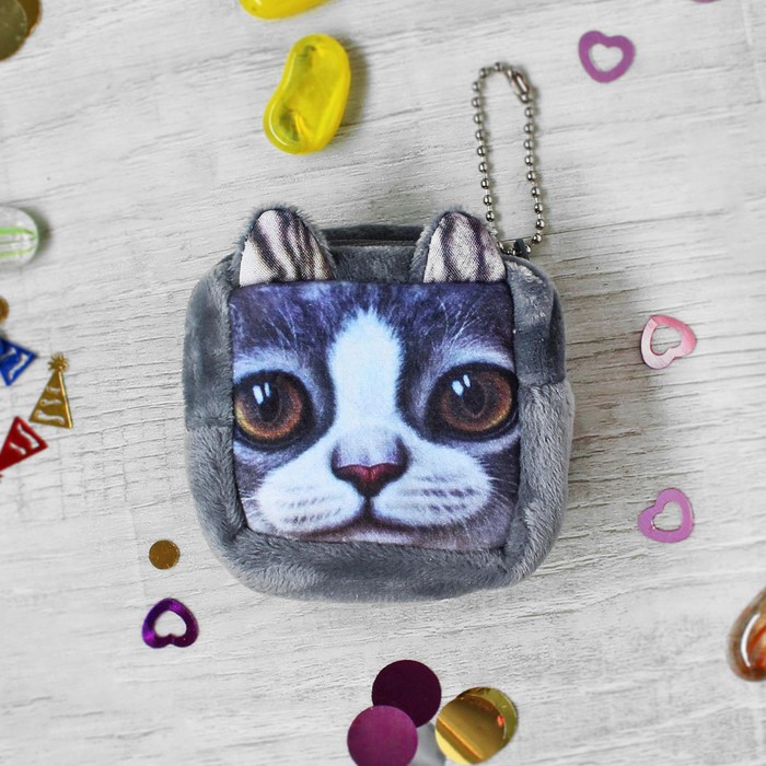Мягкий кошелёк "Серый котик"