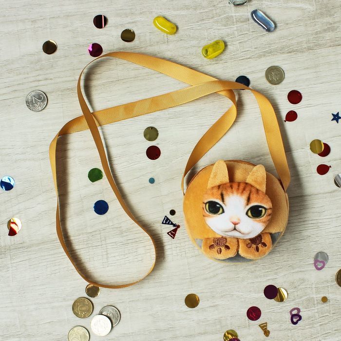 Сумочка "Котик" белая мордочка, с ремешком