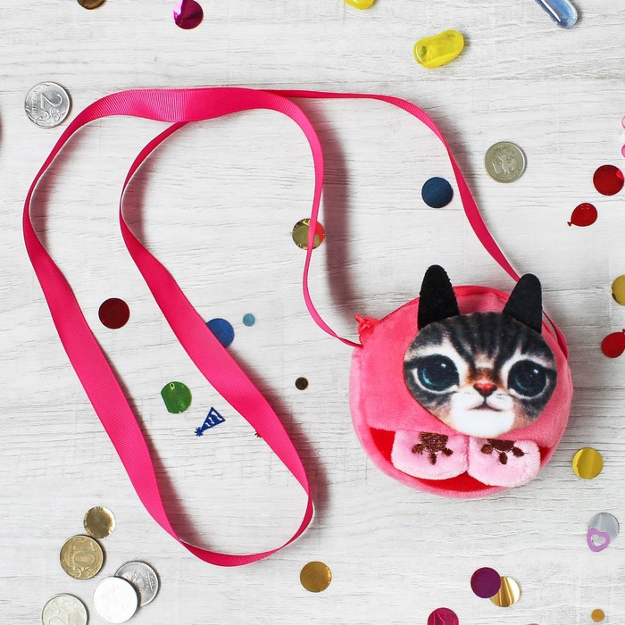 Сумочка "Котик" черные ушки, с ремешком