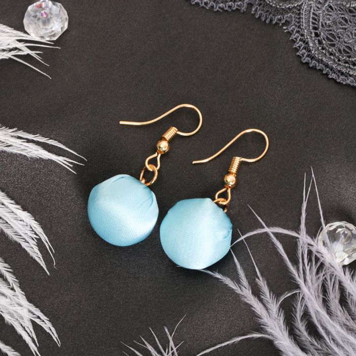 Серьги ассорти "Шарик" с текстилем, цвет МИКС