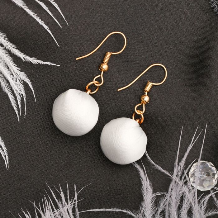 Серьги ассорти "Шарик" с текстилем, цвет МИКС