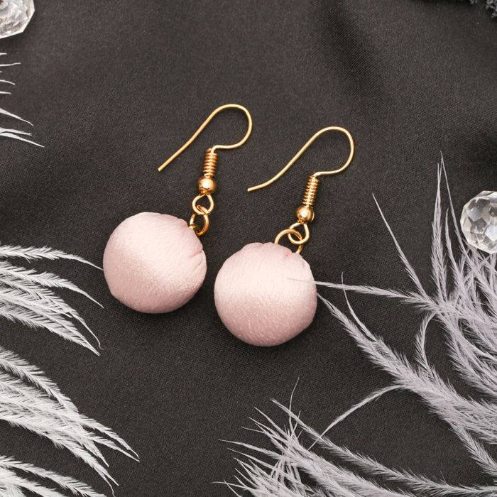 Серьги ассорти "Шарик" с текстилем, цвет МИКС