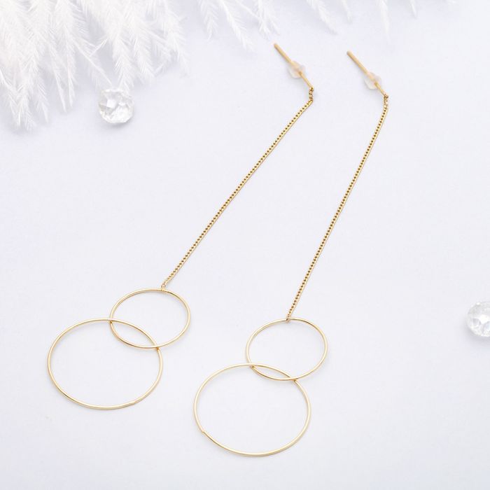 Серьги металл "Цепочки" два круга, цвет МИКС