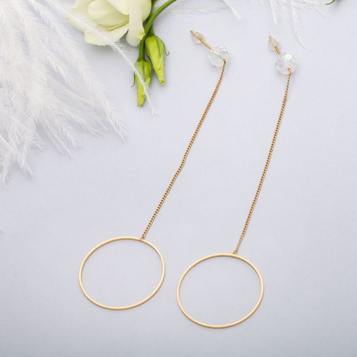 Серьги со стразами "Цепочки" круг, цвет МИКС