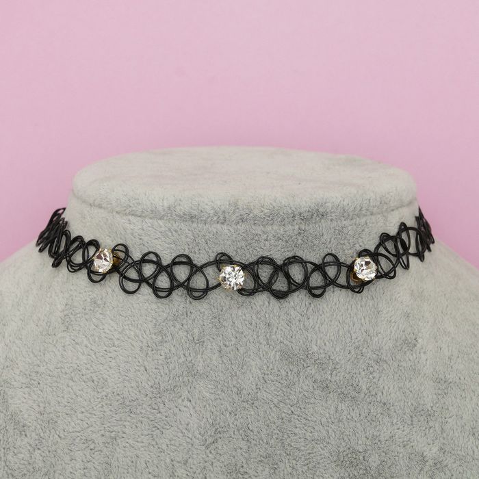 Набор 2 предмета: чокер, браслет "Классика" стразинки, цвет черный