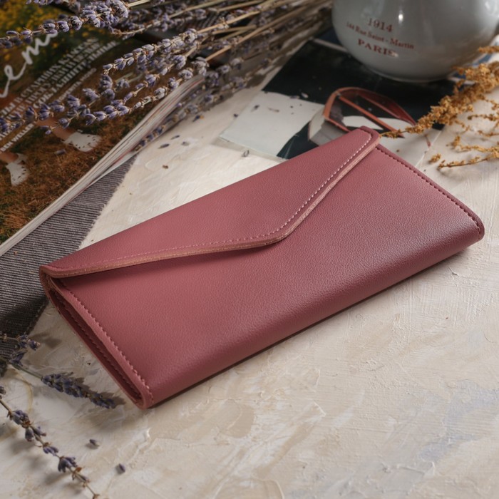 Кошелёк женский, 3 отдела, отдел для карт, цвет пудра