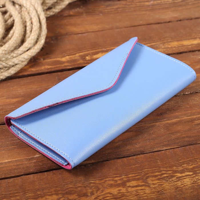Кошелёк женский, 3 отдела, отдел для карт, цвет голубой