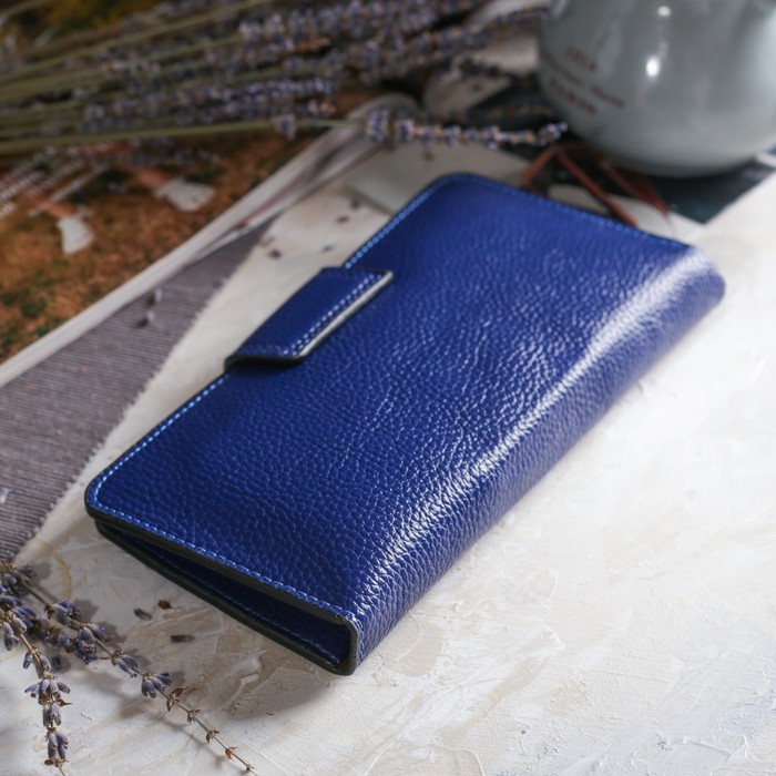 Кошелёк женский на молнии, 2 отдела, отдел для карт, монет, цвет синий