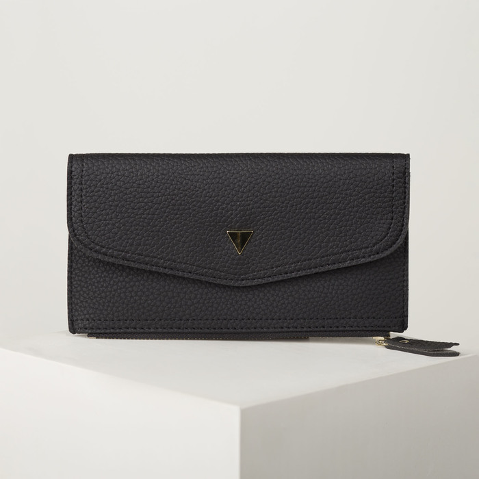 Кошелёк женский, 1 отдел, для карт, монет, цвет чёрный