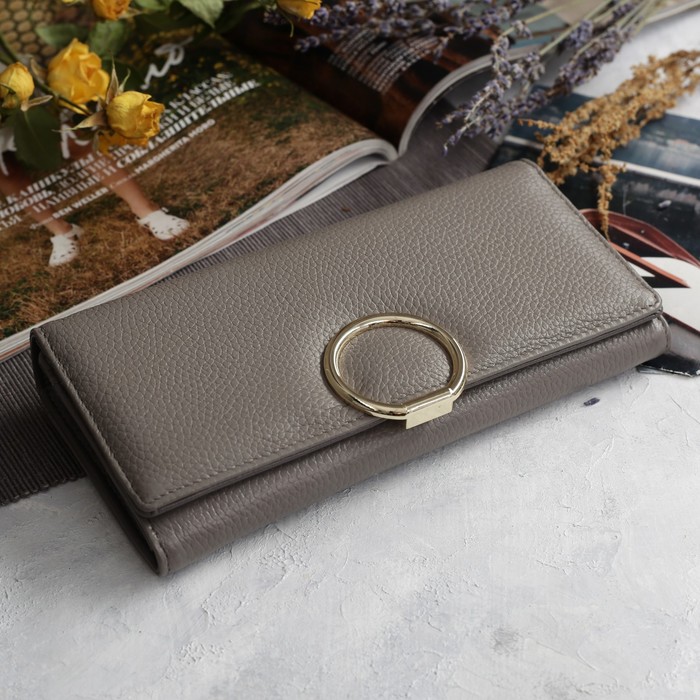 Кошелёк женский, 5 отделов, для карт, для монет на молнии, цвет серый