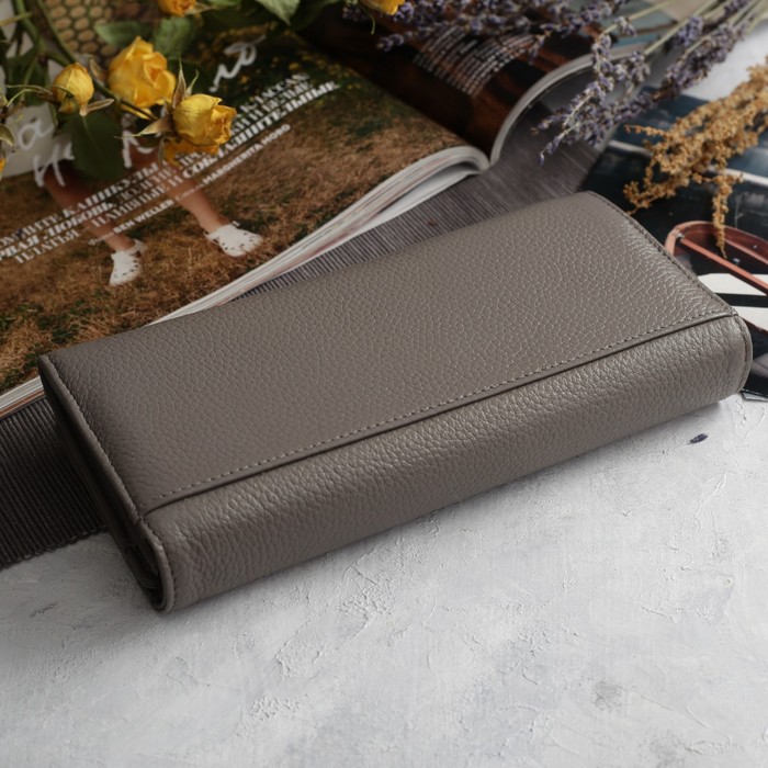 Кошелёк женский, 5 отделов, для карт, для монет на молнии, цвет серый