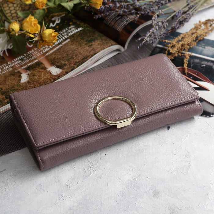 Кошелёк женский, 5 отделов, для карт, для монет на молнии, цвет сиреневый