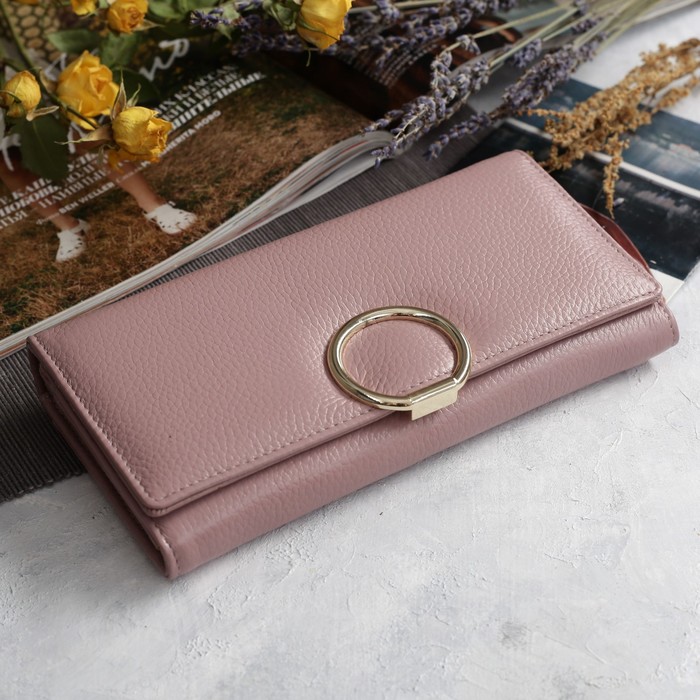 Кошелёк женский на молнии, 5 отделов, для карт, монет, цвет розовый