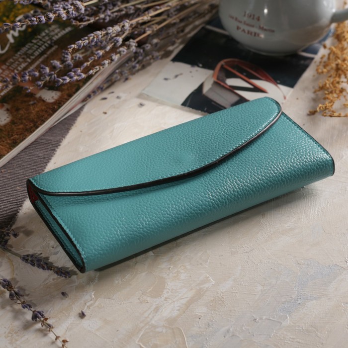 Кошелёк женский на клапане, 2 отдела, вкладыш для карт, отдел для монет, цвет мятный