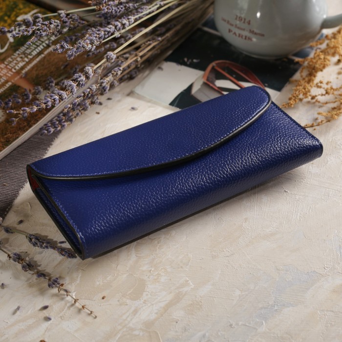 Кошелёк женский на клапане, 2 отдела, вкладыш для карт, отдел для монет, цвет синий