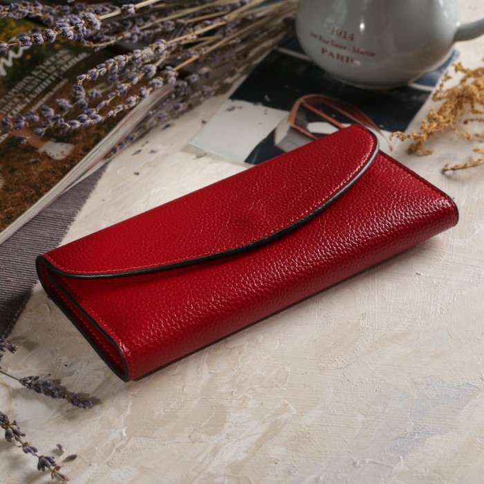 Кошелёк женский на клапане, 2 отдела, вкладыш для карт, отдел для монет, цвет красный