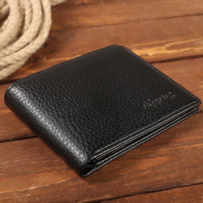 Портмоне мужское, 3 отдела, для карт, для монет, цвет чёрный