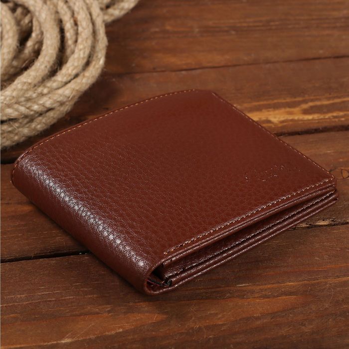 Портмоне мужское, 3 отдела, для карт, для монет, цвет коричневый