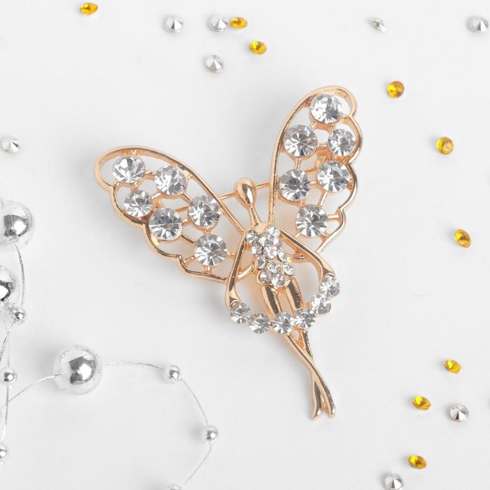 Брошь "Фея волшебная", цвет белый в золоте