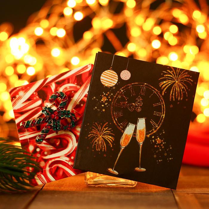 Брошь "Новогодняя сказка" праздничные леденцы, цвет красно-зеленый в золоте