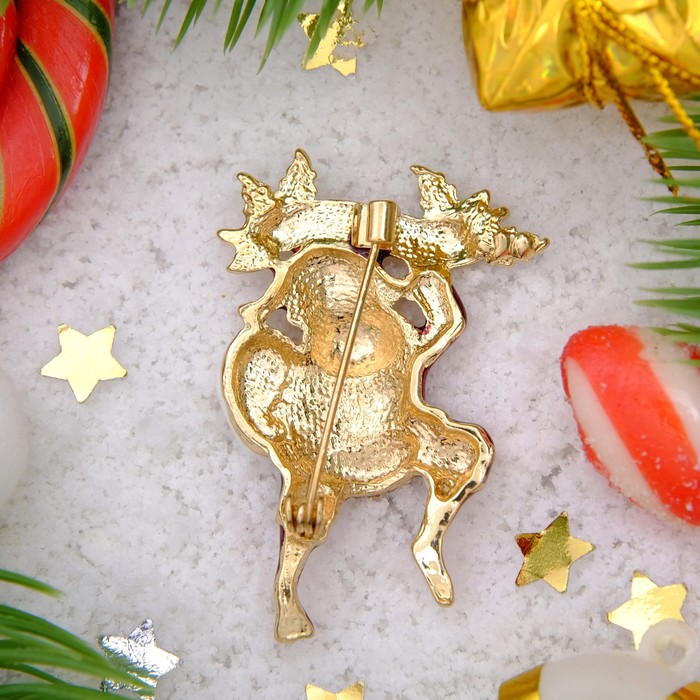 Брошь "Новогодняя сказка" гринч, разноцветная в золоте