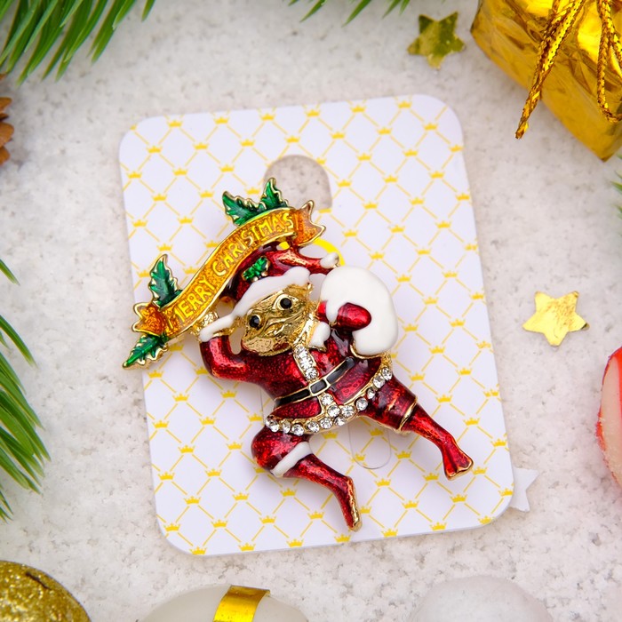 Брошь "Новогодняя сказка" гринч, разноцветная в золоте