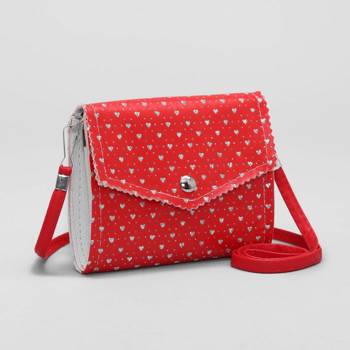 Сумка детская "Шарм", 2 отдела на клапане, длинный ремень, цвет красный