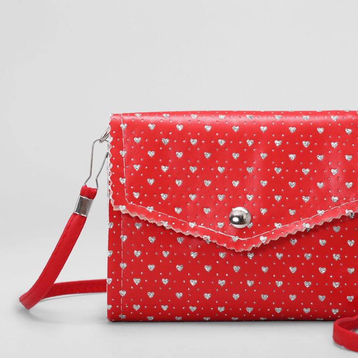 Сумка детская "Шарм", 2 отдела на клапане, длинный ремень, цвет красный