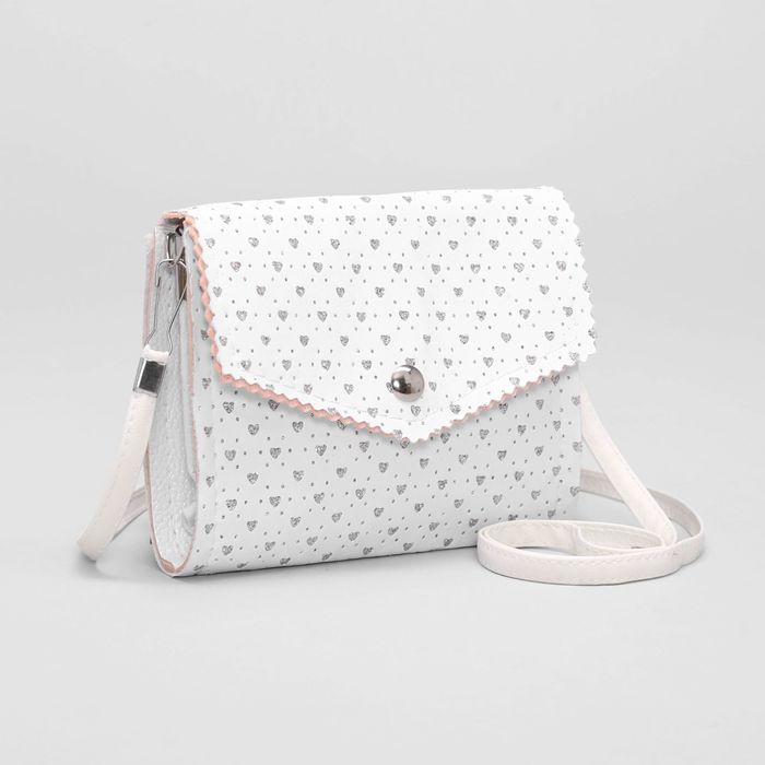 Сумка детская "Шарм", 2 отдела на клапане, длинный ремень, цвет белый