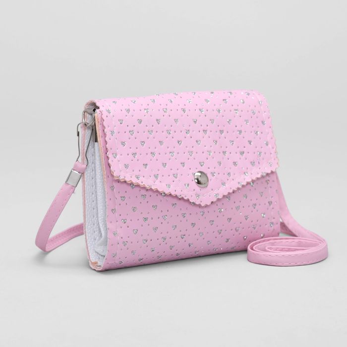 Сумка детская "Шарм", 2 отдела на клапане, длинный ремень, цвет розовый