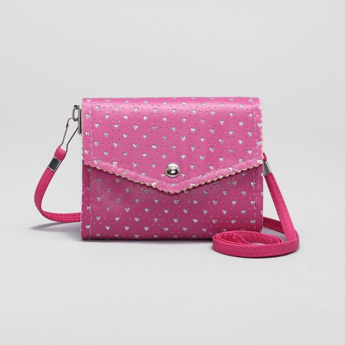Сумка детская "Шарм", 2 отдела на клапане, длинный ремень, цвет малиновый