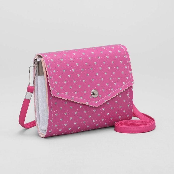 Сумка детская "Шарм", 2 отдела на клапане, длинный ремень, цвет малиновый