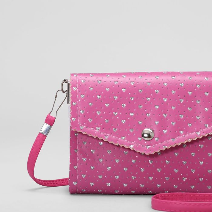 Сумка детская "Шарм", 2 отдела на клапане, длинный ремень, цвет малиновый