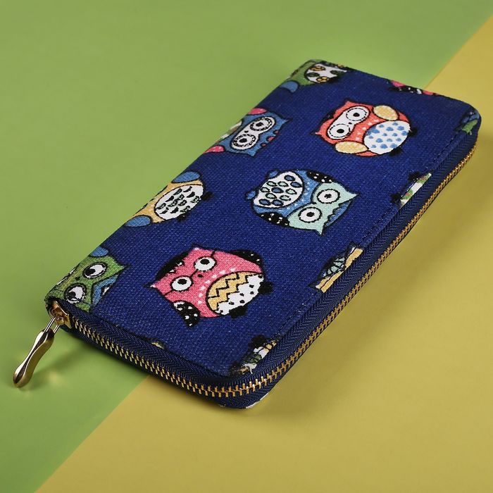 Кошелёк женский, 3 отдела для карт, для монет на молнии, цвет синий