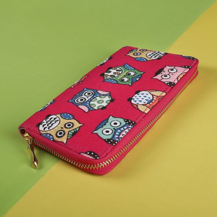 Кошелёк женский, 3 отдела для карт, для монет на молнии, цвет малиновый