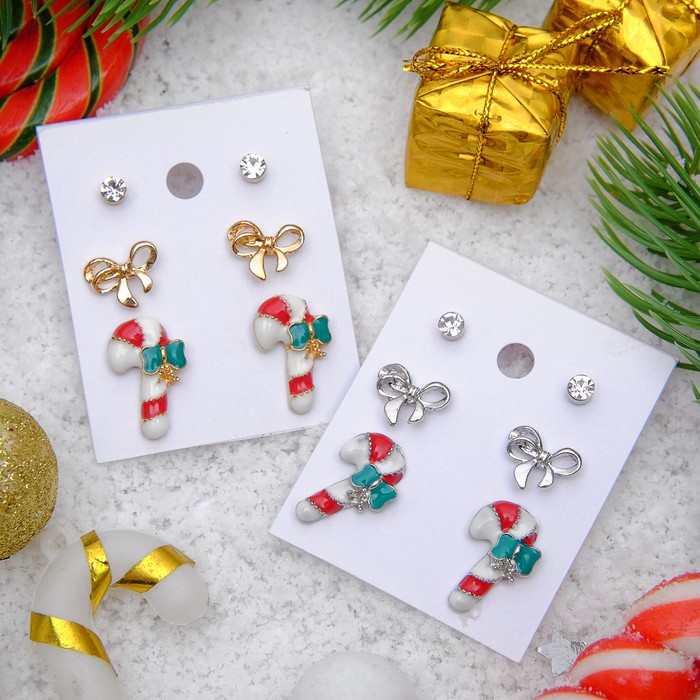 Пусеты 3 пары "Леденец", цвет МИКС