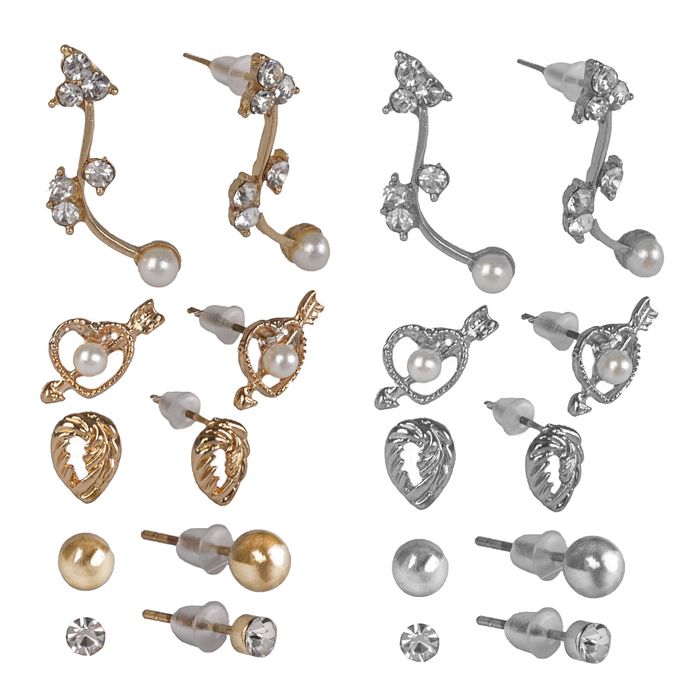 Пусеты 5 пар "Ассорти" сердечко, цвет МИКС