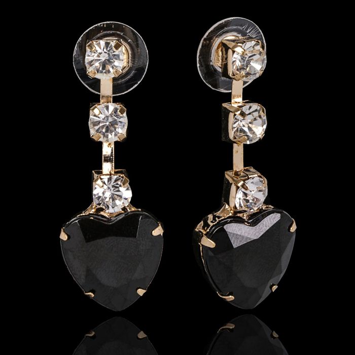 Серьги со стразами "Сердце" лёгкость, цвет МИКС