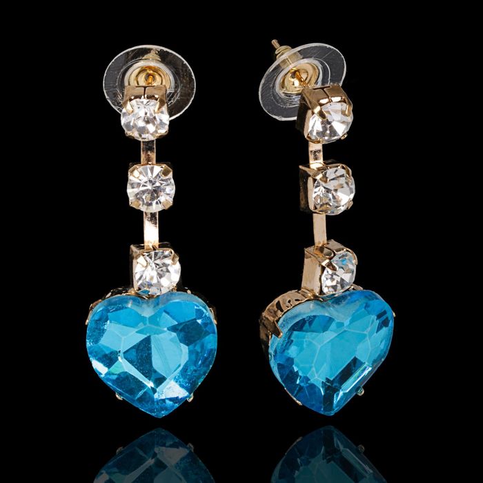 Серьги со стразами "Сердце" лёгкость, цвет МИКС