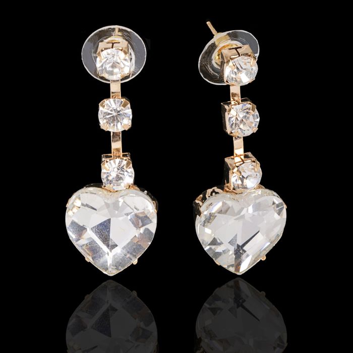 Серьги со стразами "Сердце" лёгкость, цвет МИКС