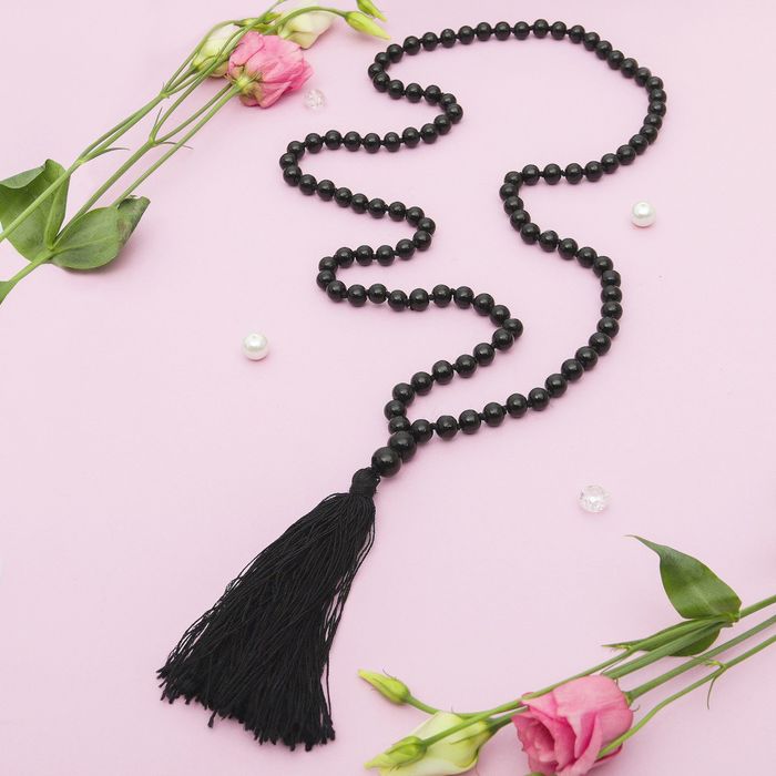 Кулон на декоративной основе "Сотуар" кисть, цвет чёрный, 90см