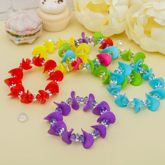 Браслет детский "Выбражулька", волна и хрусталики, цвет микс