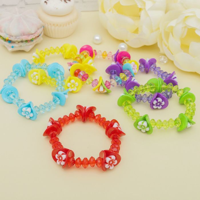 Браслет детский "Выбражулька", цветов бутоны, цвет микс